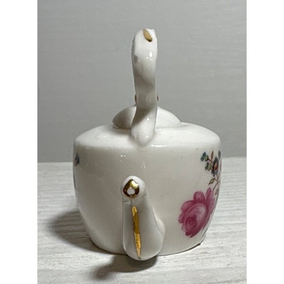 Miniature Doll House Floral Fine Bone China Teapot By Lu Pao Taiwan Gold Accents - Picture 4 of 11